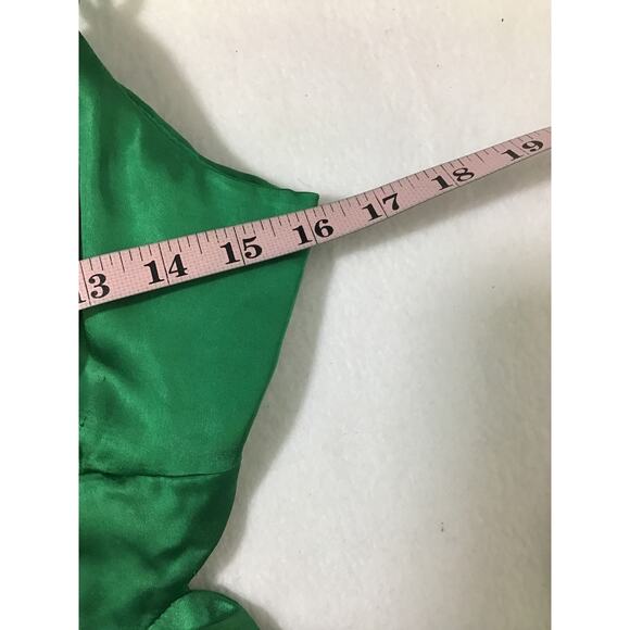 LULU'S XL Green Lace up cutout Sweetheart Neck Satin Midi Dress NEW B123 flaw - Picture 4 of 9